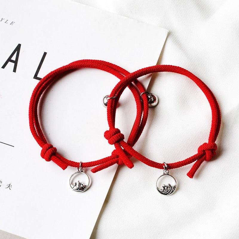 Bracelets de Couple Magnétiques - Pendentifs Tressés Ajustables