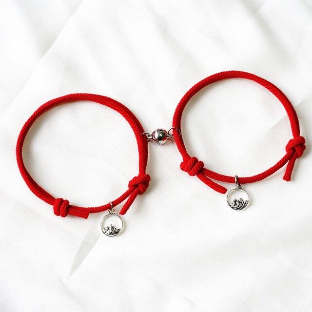 Bracelets de Couple Magnétiques - Pendentifs Tressés Ajustables