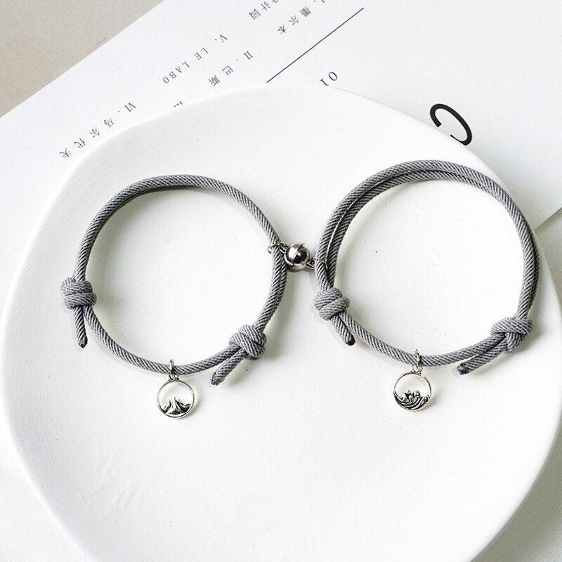Bracelets de Couple Magnétiques - Pendentifs Tressés Ajustables