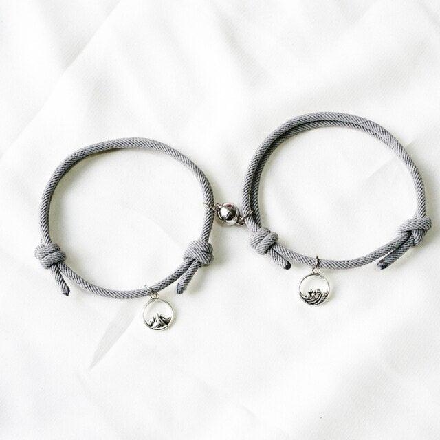 Bracelets de Couple Magnétiques - Pendentifs Tressés Ajustables