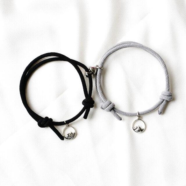Bracelets de Couple Magnétiques - Pendentifs Tressés Ajustables