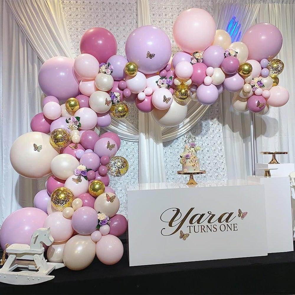 Pink Purple Chrome Rose Gold Balloon Garland Kit