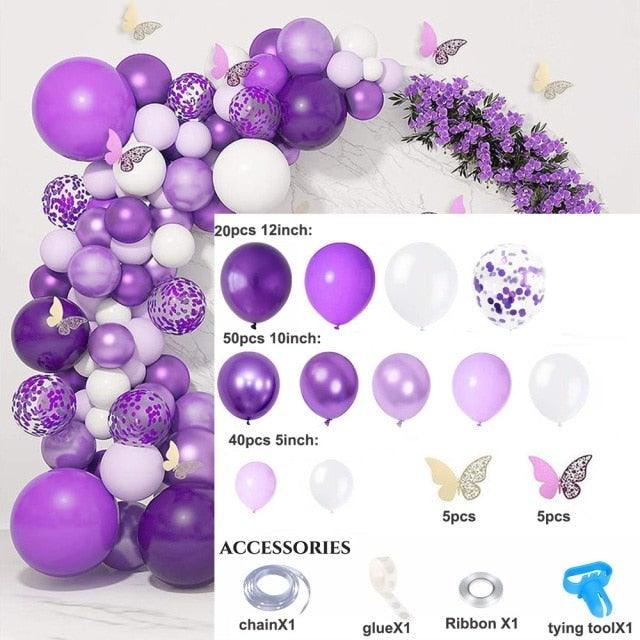Pink Purple Chrome Rose Gold Balloon Garland Kit