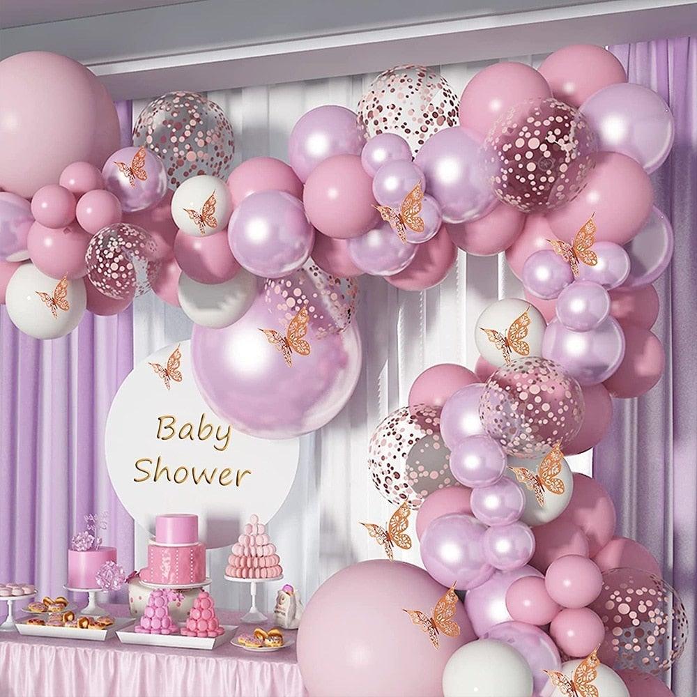 Pink Purple Chrome Rose Gold Balloon Garland Kit