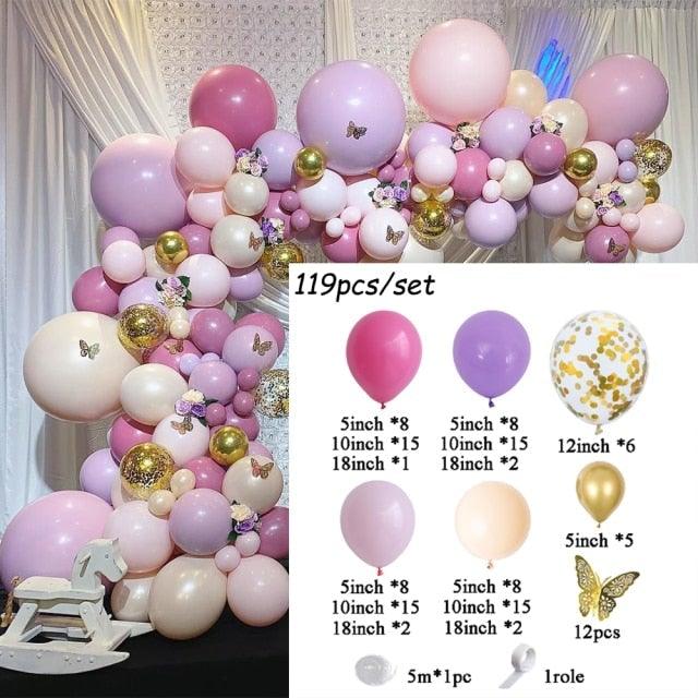 Pink Purple Chrome Rose Gold Balloon Garland Kit