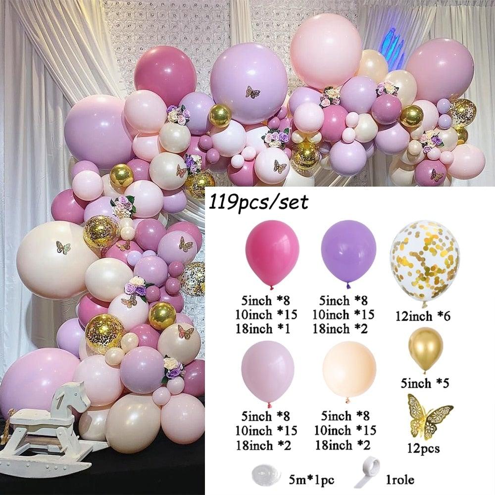 Pink Purple Chrome Rose Gold Balloon Garland Kit