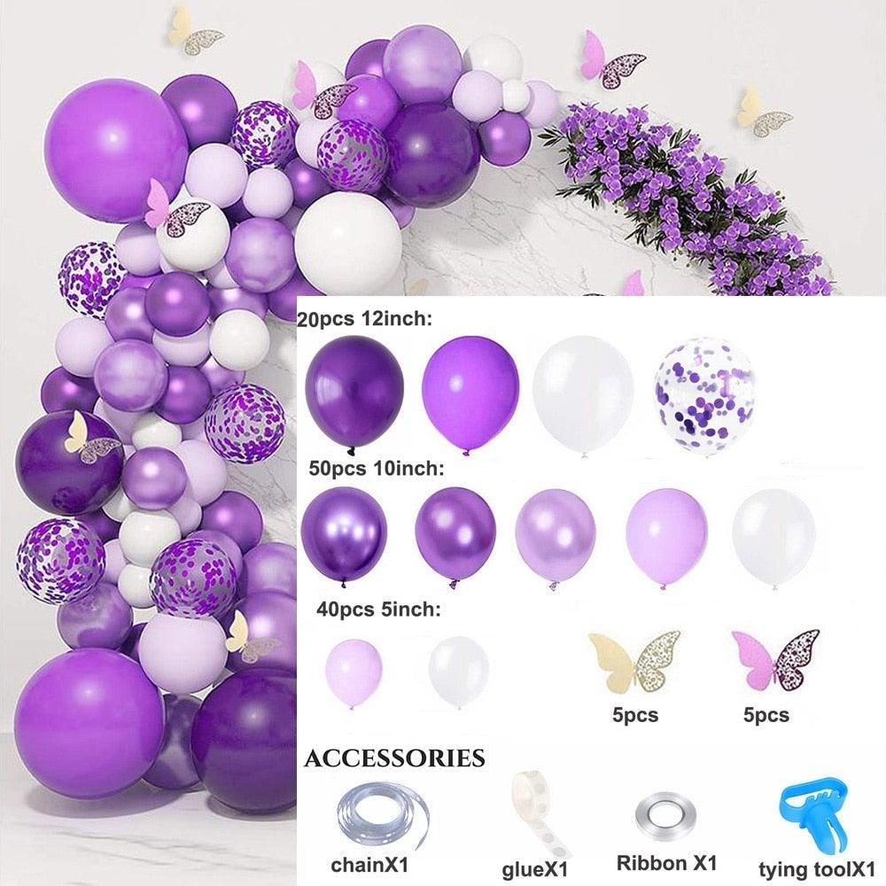 Pink Purple Chrome Rose Gold Balloon Garland Kit