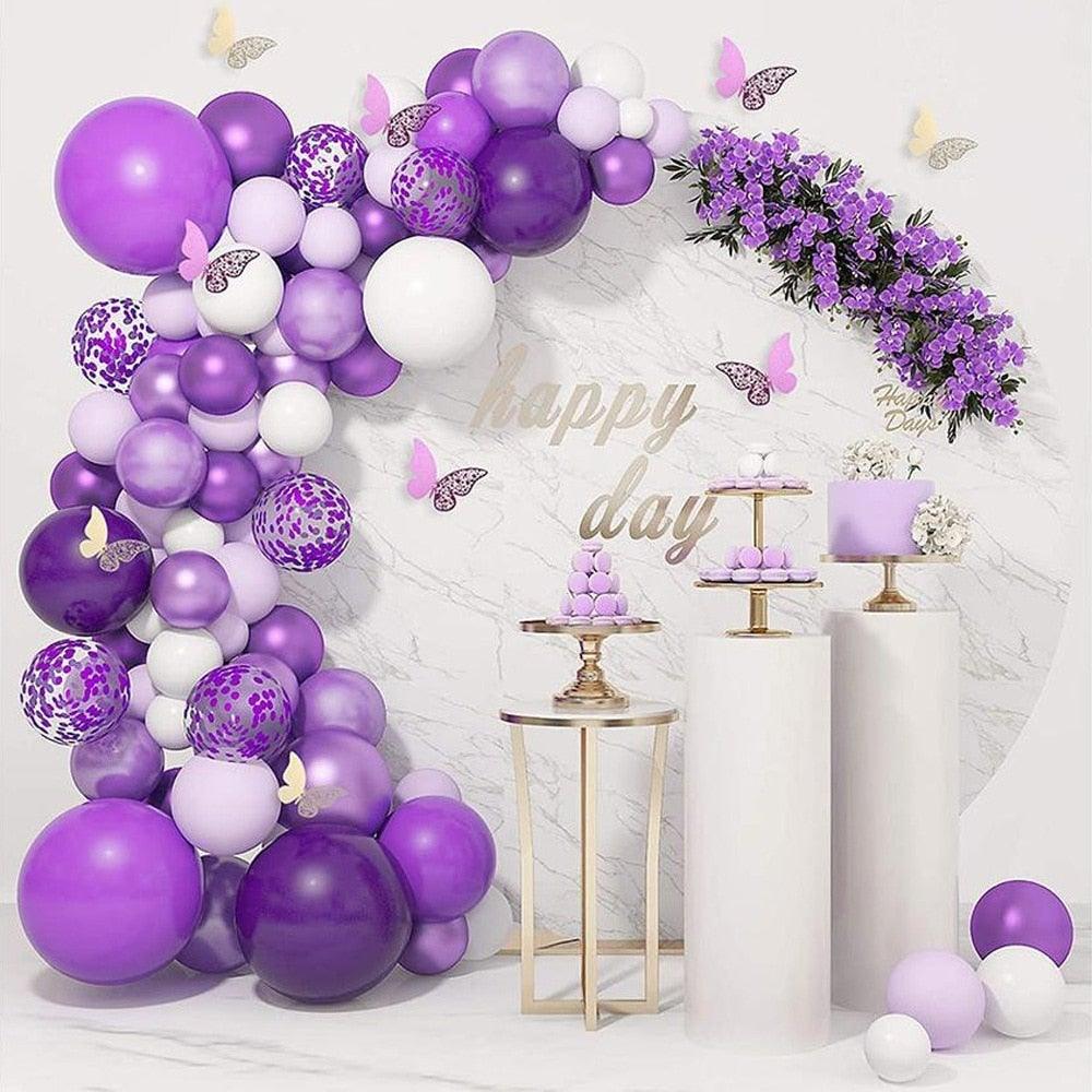 Pink Purple Chrome Rose Gold Balloon Garland Kit