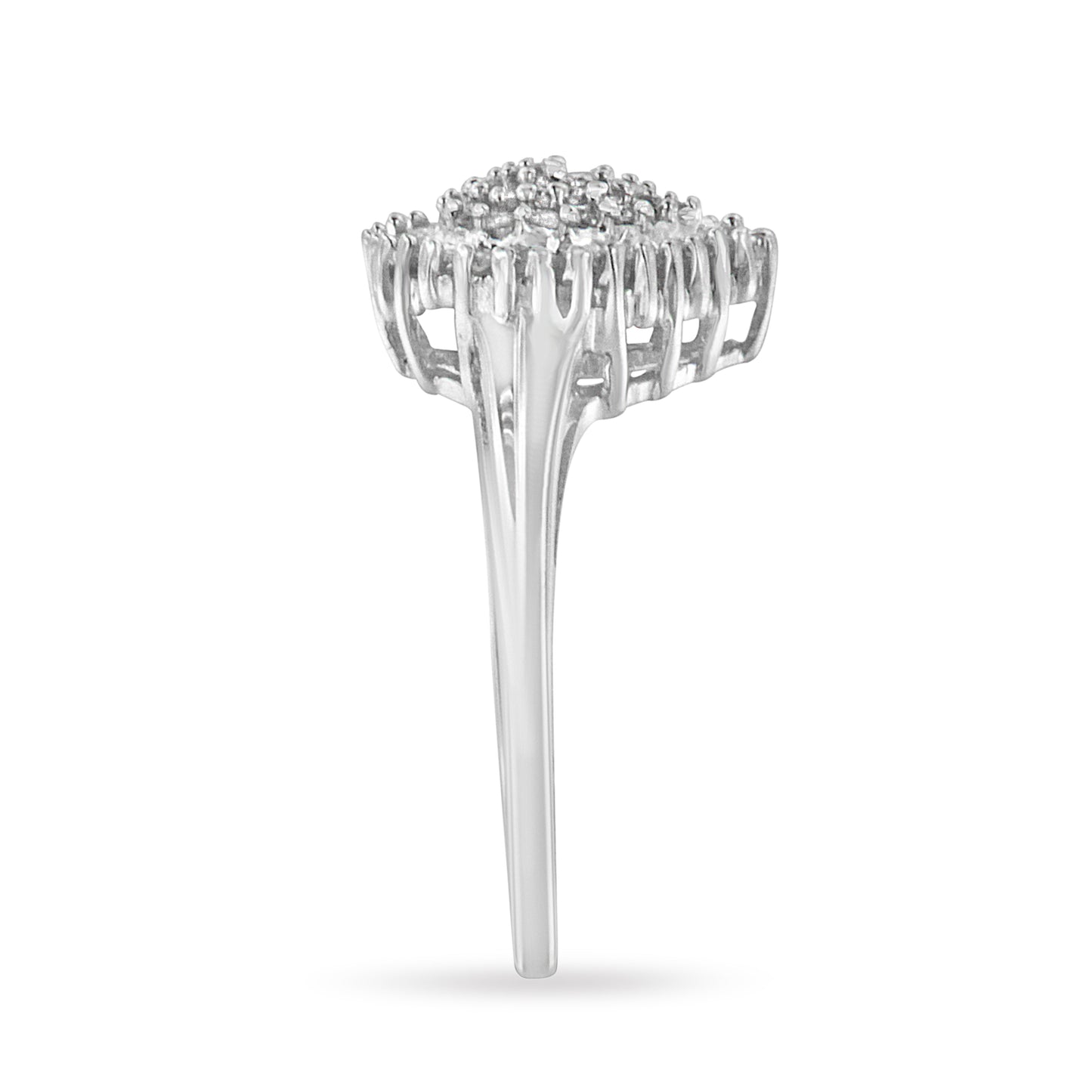 10K White Gold Diamond Pear Shaped Cocktail Ring - Size 5