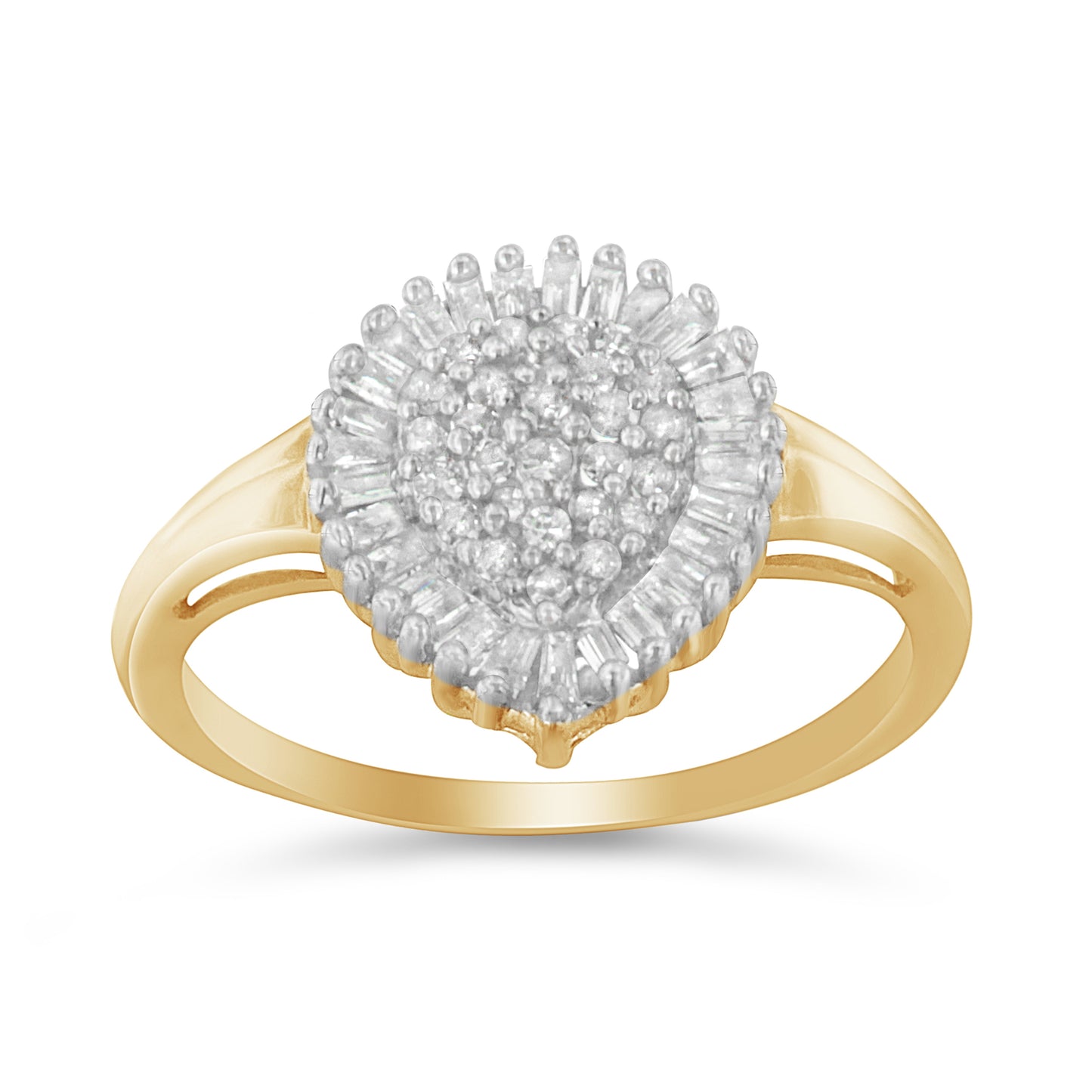 Anillo de cóctel de diamantes en oro amarillo de 10 quilates - Talla 4-1/4