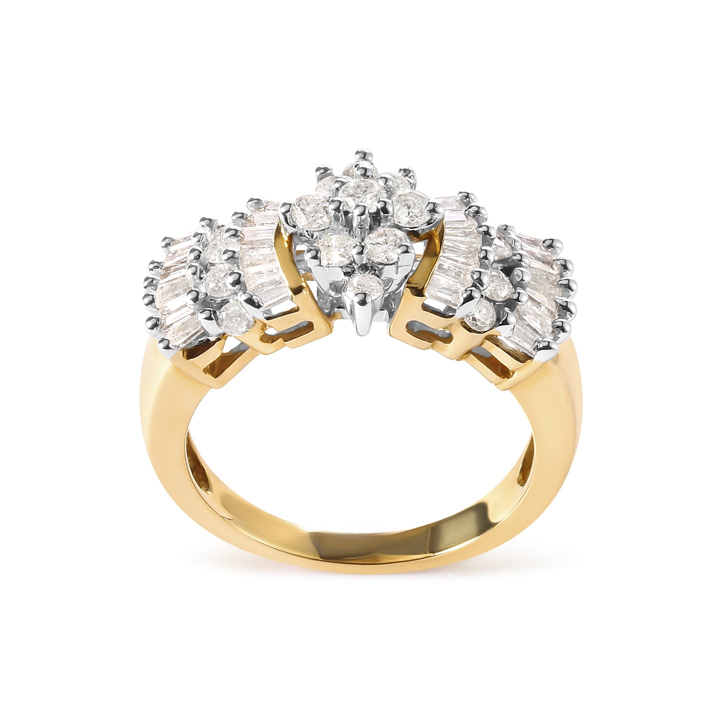 10K Yellow Gold 1.00 Cttw Diamond Starburst Ring - Size 7