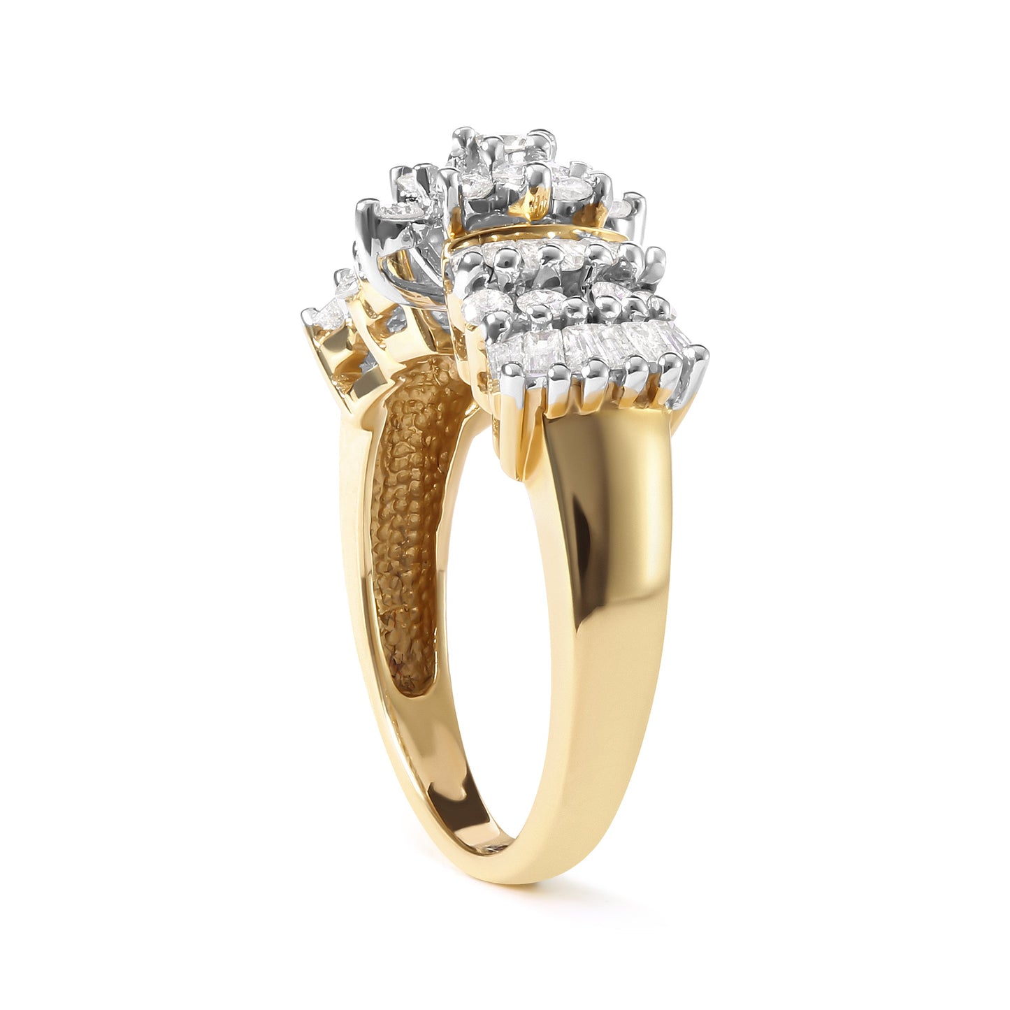 10K Yellow Gold 1.00 Cttw Diamond Starburst Ring - Size 7