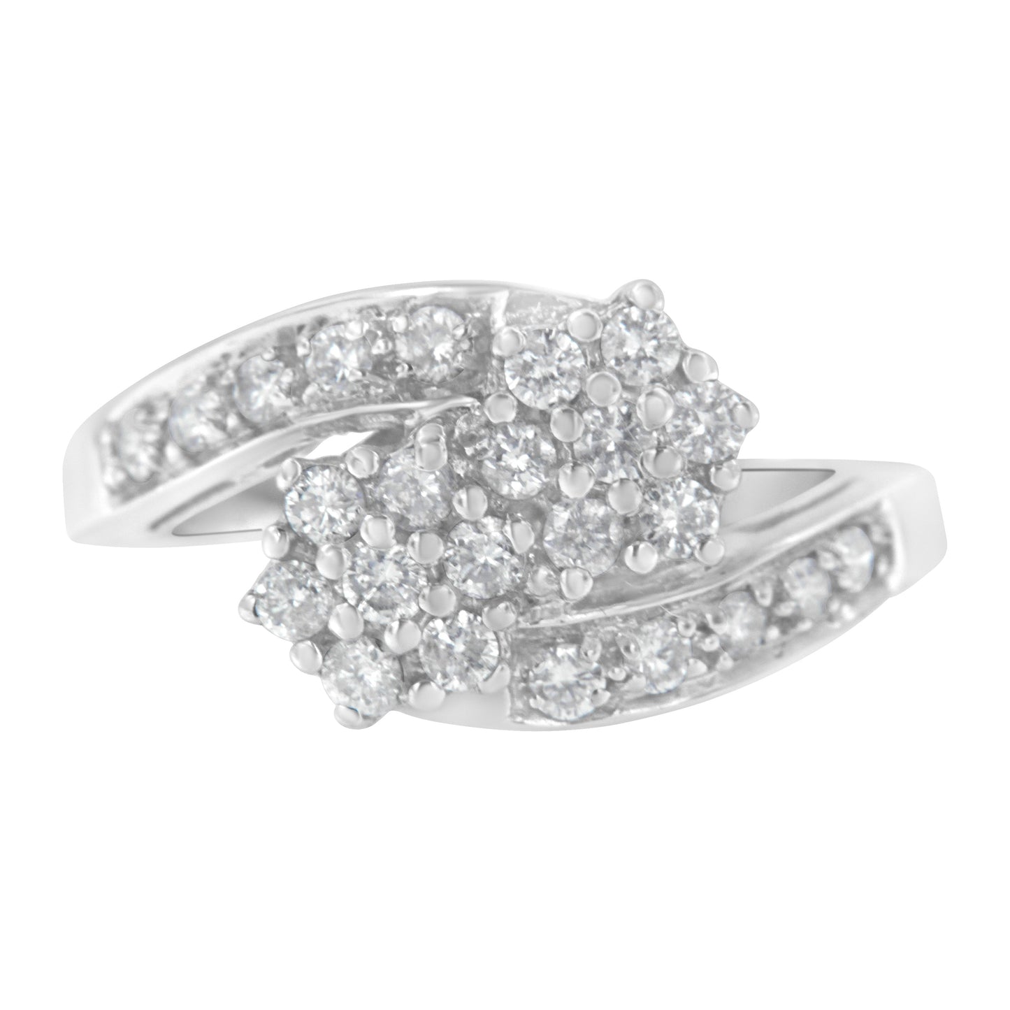 Anillo de Banda de Clúster de Diamantes en Oro Blanco de 14KT