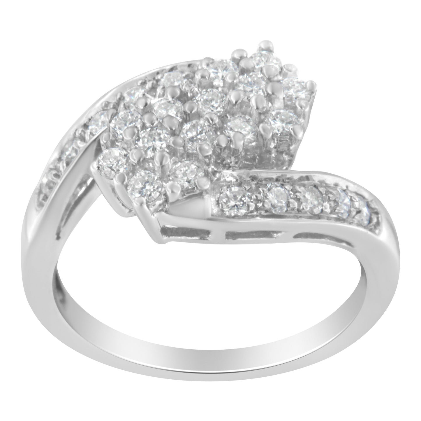 Anillo de Banda de Clúster de Diamantes en Oro Blanco de 14KT