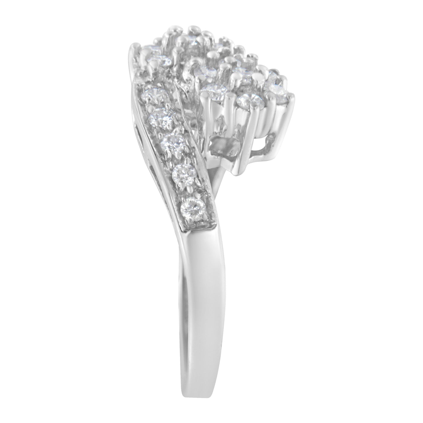 Anillo de Banda de Clúster de Diamantes en Oro Blanco de 14KT