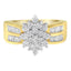 10K Yellow Gold Floral Cluster Diamond Statement Ring - Size 6-1/2