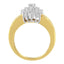 10K Yellow Gold Floral Cluster Diamond Statement Ring - Size 6-1/2