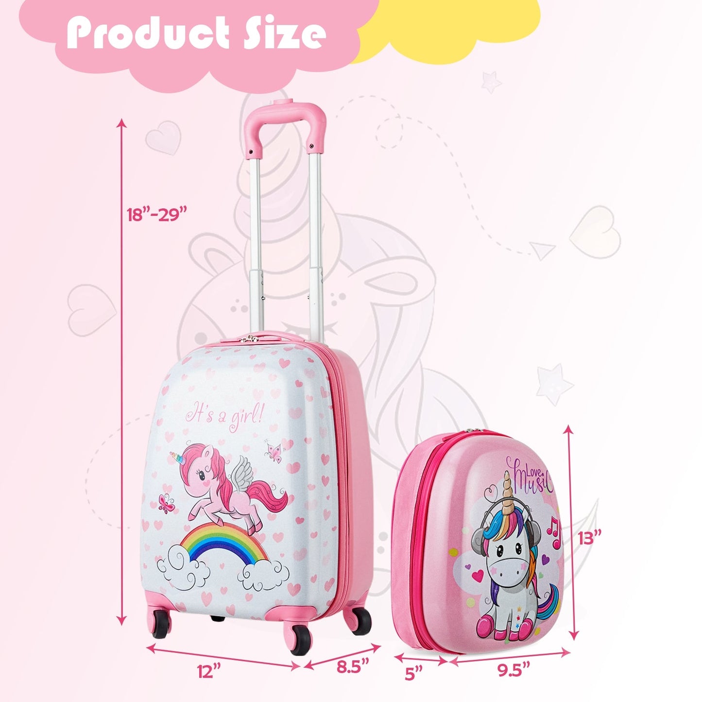 Juego de Equipaje para Niños Gbruno - Mochila de 12" y Maleta de 16"