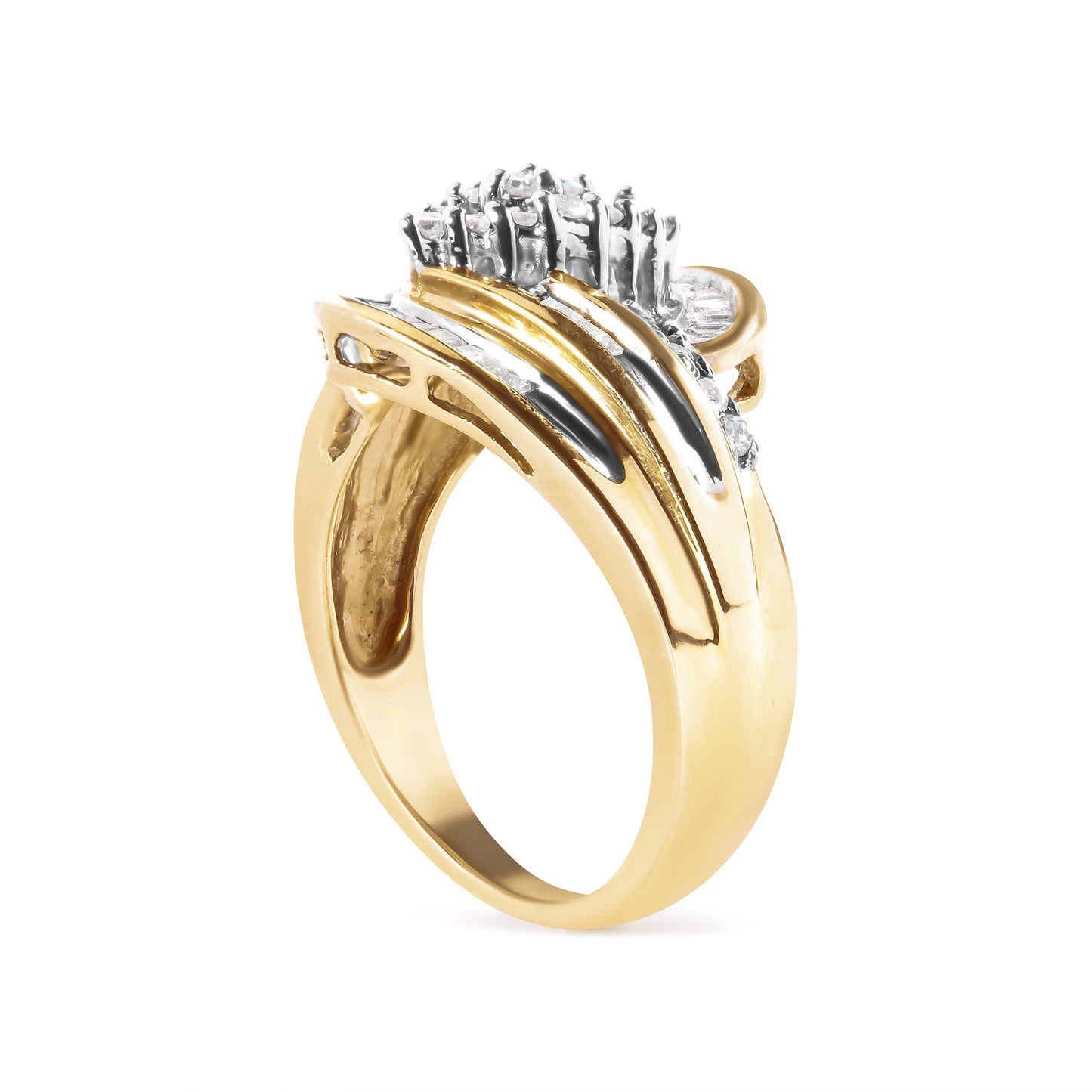 10K Yellow Gold 1/2 Cttw Diamond Pear Cluster Ring - Size 7