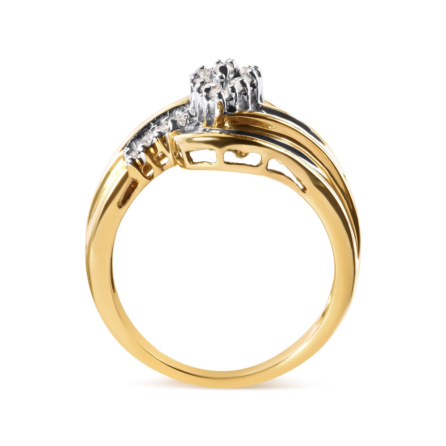 10K Yellow Gold 1/2 Cttw Diamond Pear Cluster Ring - Size 7