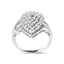 Bague en cluster de diamants en or blanc 10K de 1/2 carat en forme de poire - Taille 7