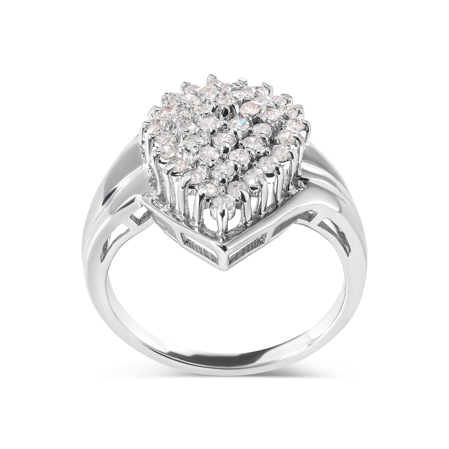 Bague en cluster de diamants en or blanc 10K de 1/2 carat en forme de poire - Taille 7