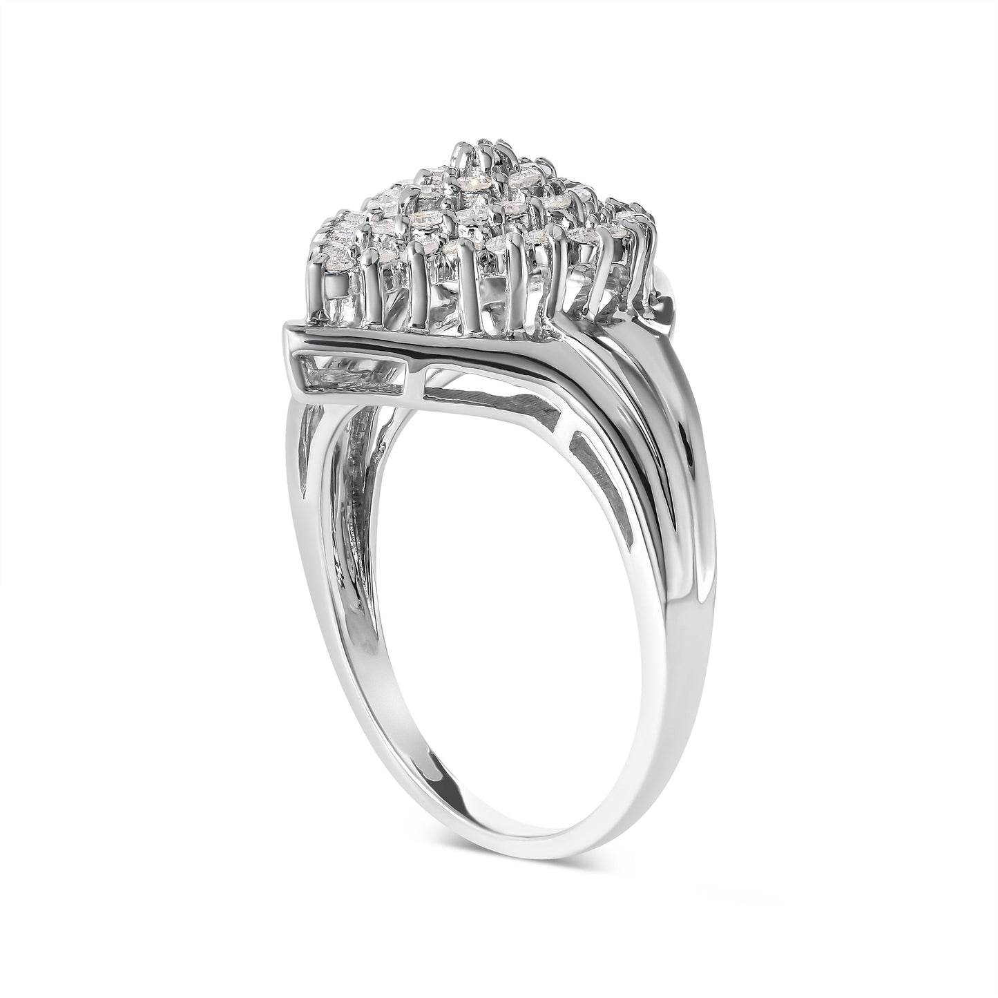 Bague en cluster de diamants en or blanc 10K de 1/2 carat en forme de poire - Taille 7