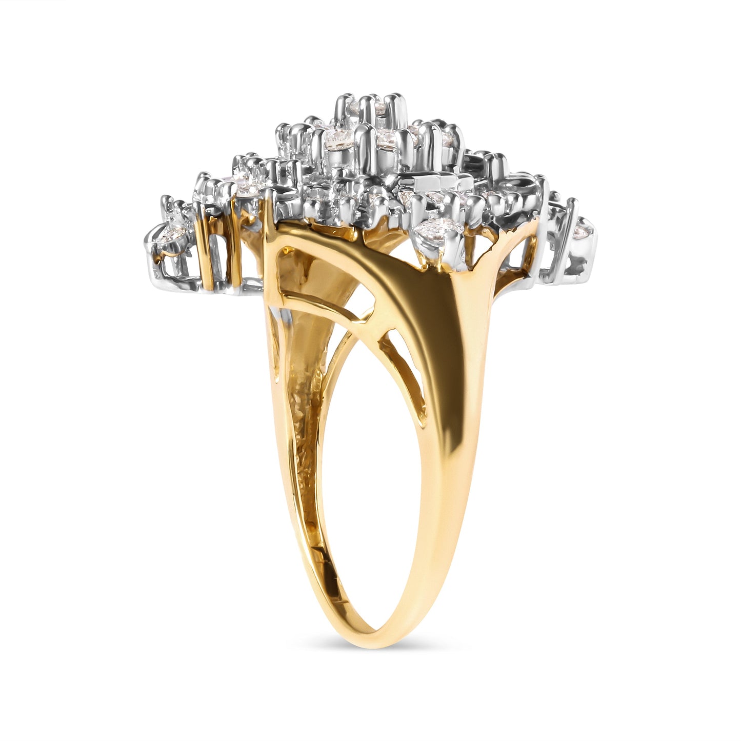10K Yellow Gold Diamond Cluster Halo Ring - Size 7