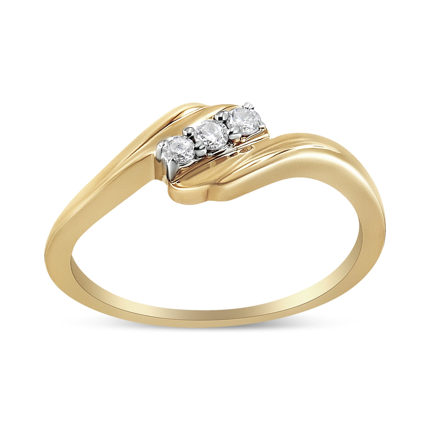 Bague de contournement en diamant trois pierres en argent sterling plaqué or jaune 10K - Taille 6