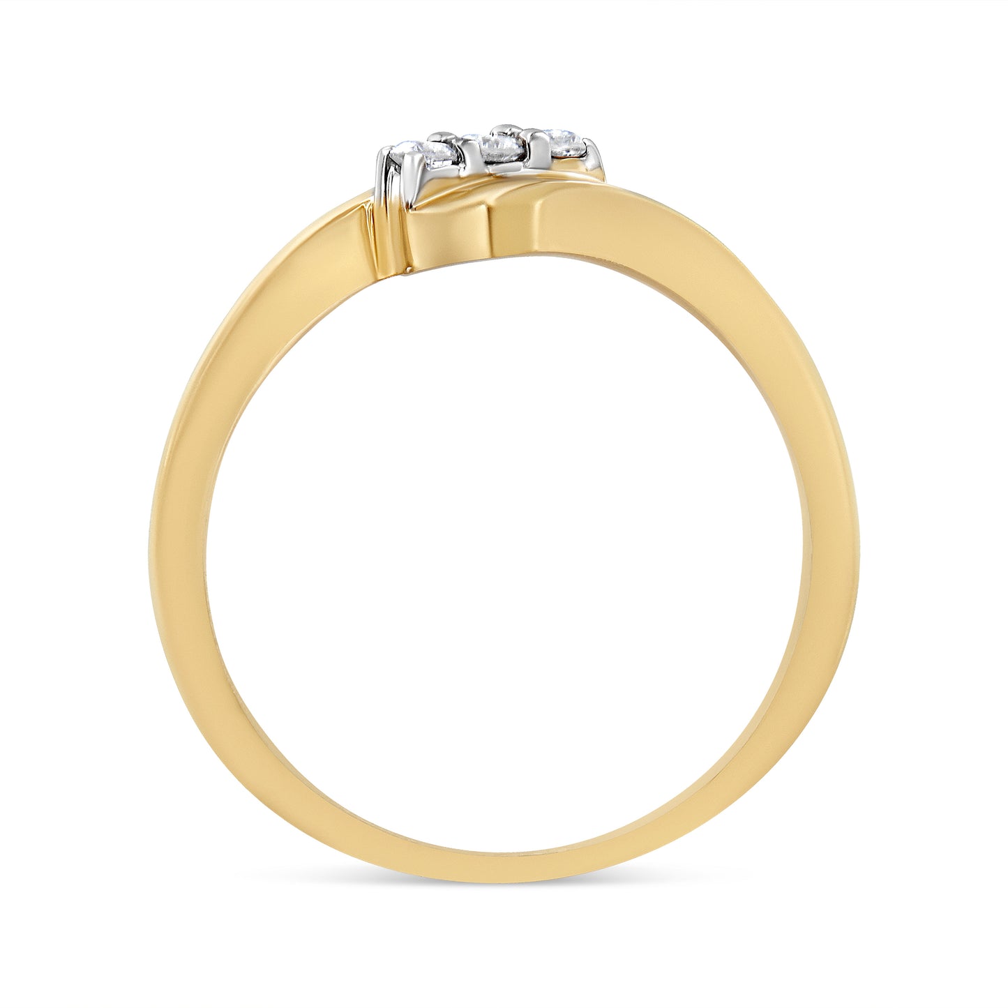 Bague de contournement en diamant trois pierres en argent sterling plaqué or jaune 10K - Taille 6
