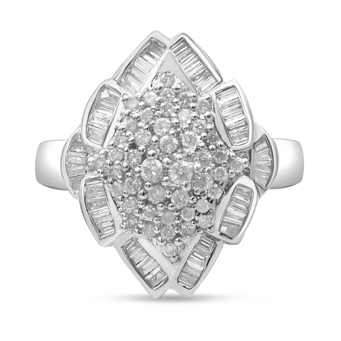 Bague de fiançailles en diamant en cluster en or blanc 14K - Taille 7