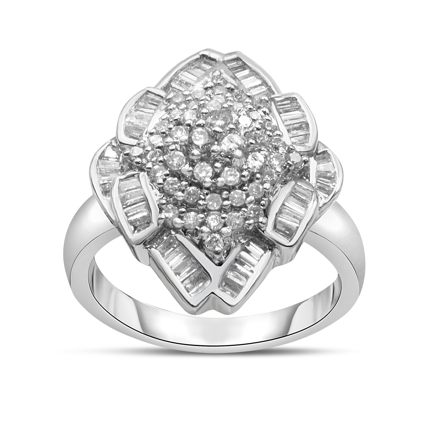 Bague de fiançailles en diamant en cluster en or blanc 14K - Taille 7