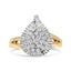 Anillo de cóctel Ballerina de diamantes en oro amarillo y blanco de 14K