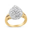 Anillo de cóctel Ballerina de diamantes en oro amarillo y blanco de 14K