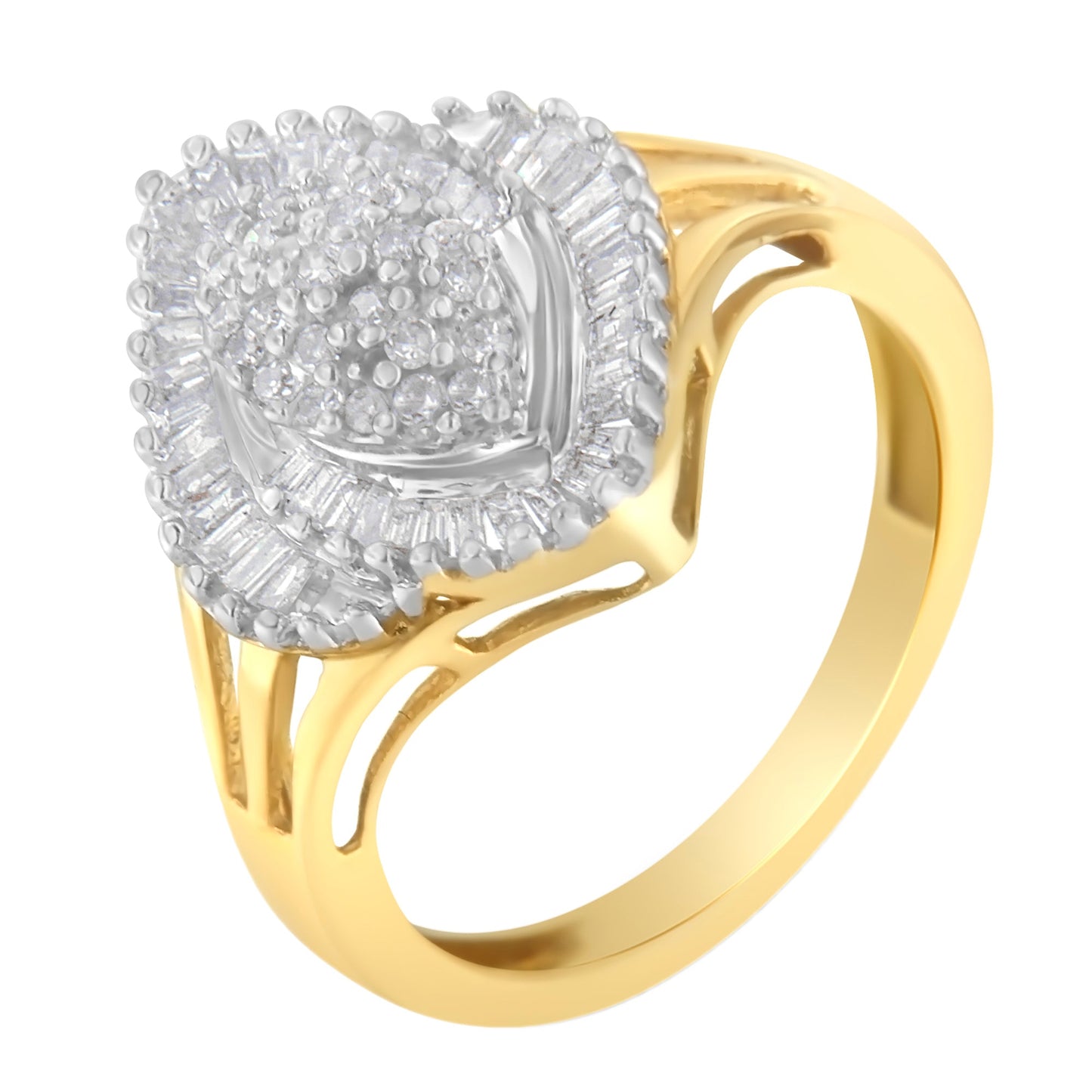 10K Yellow Gold Diamond Cocktail Ring - Size 6-1/2