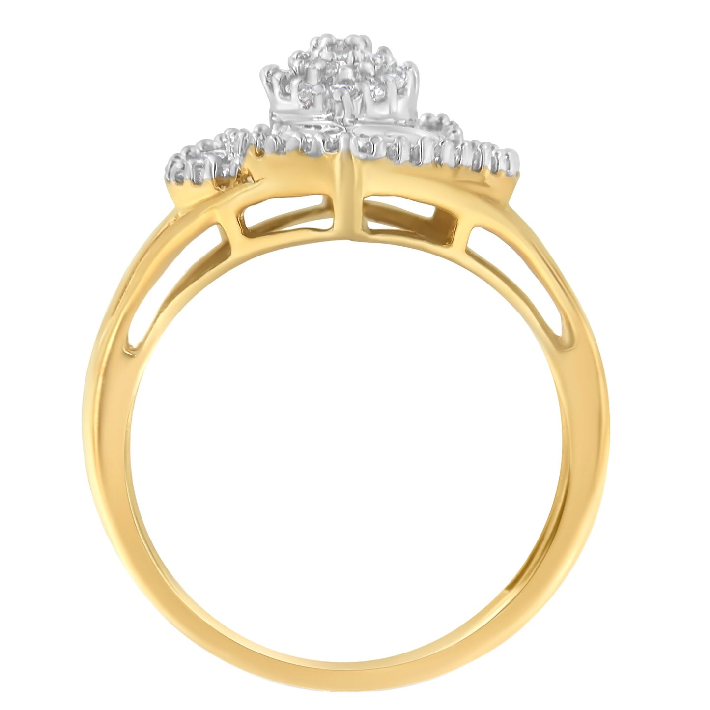 10K Yellow Gold Diamond Cocktail Ring - Size 6-1/2