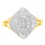 10K Yellow Gold Diamond Cocktail Ring - Size 6-1/2