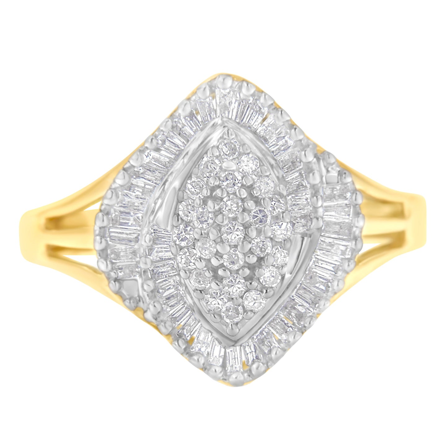 10K Yellow Gold Diamond Cocktail Ring - Size 6-1/2