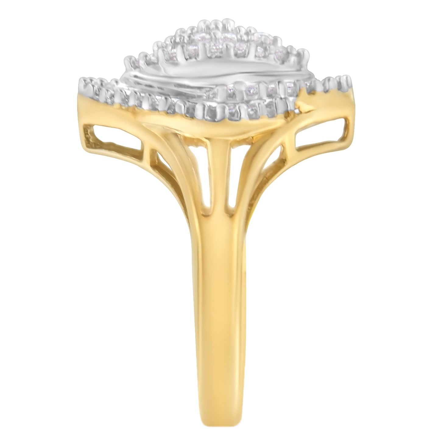 10K Yellow Gold Diamond Cocktail Ring - Size 6-1/2