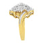 10K Yellow Gold Round and Baguette Cut Diamond Cluster Ring - Size 7