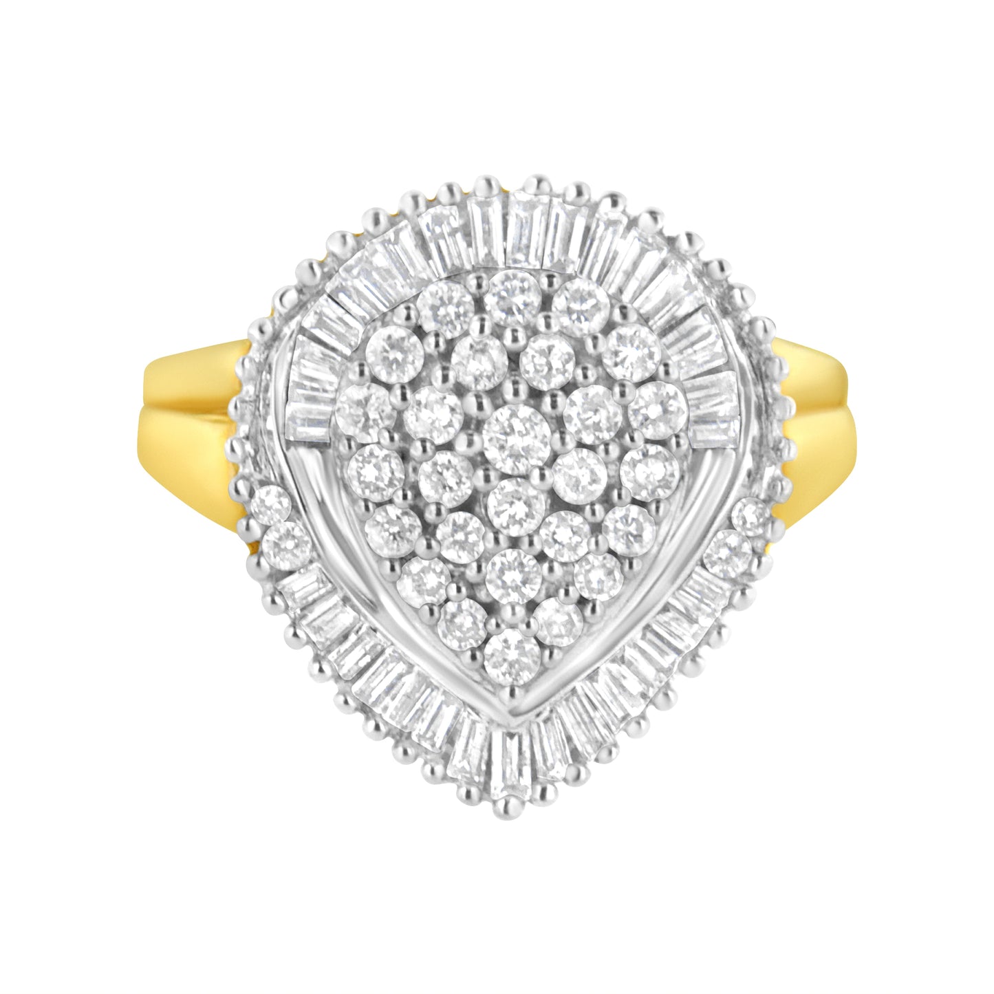 Anillo de Diamantes en Clúster Ovalado de Oro Amarillo de 10K - Talla 7