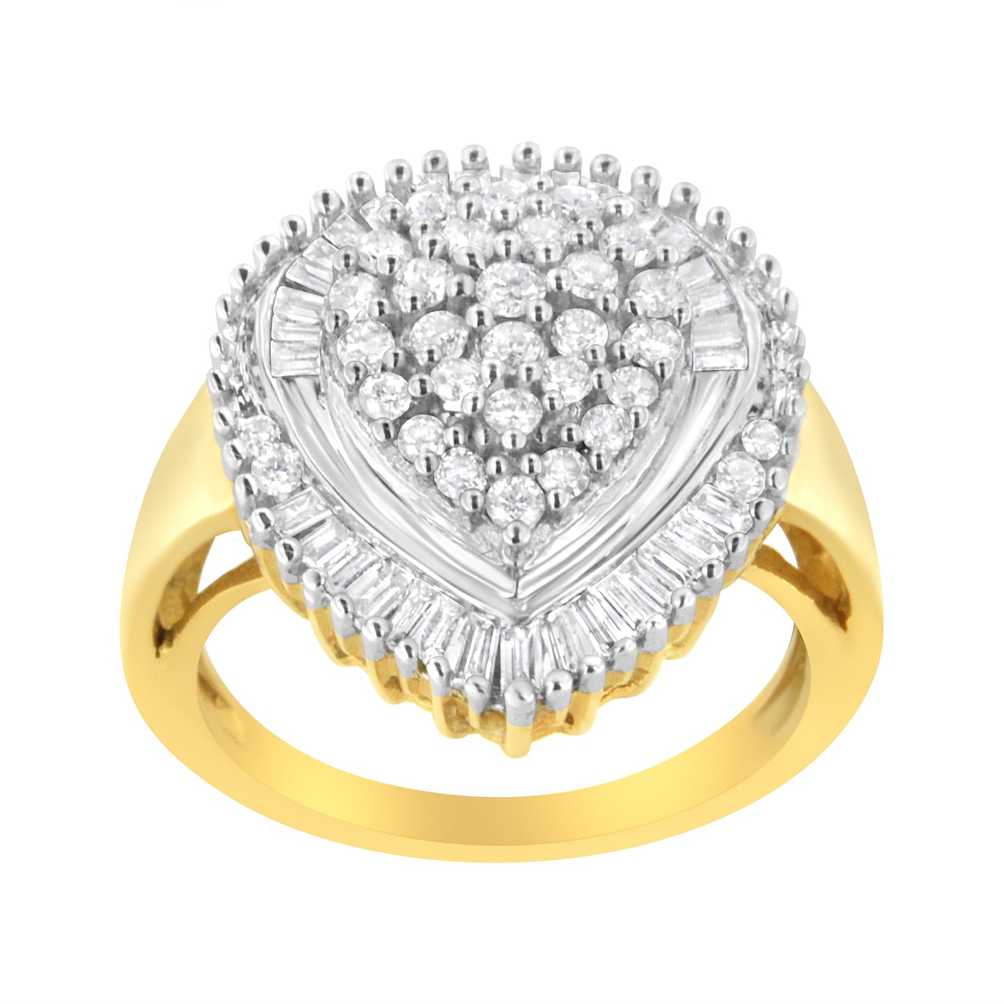 Anillo de Diamantes en Clúster Ovalado de Oro Amarillo de 10K - Talla 7