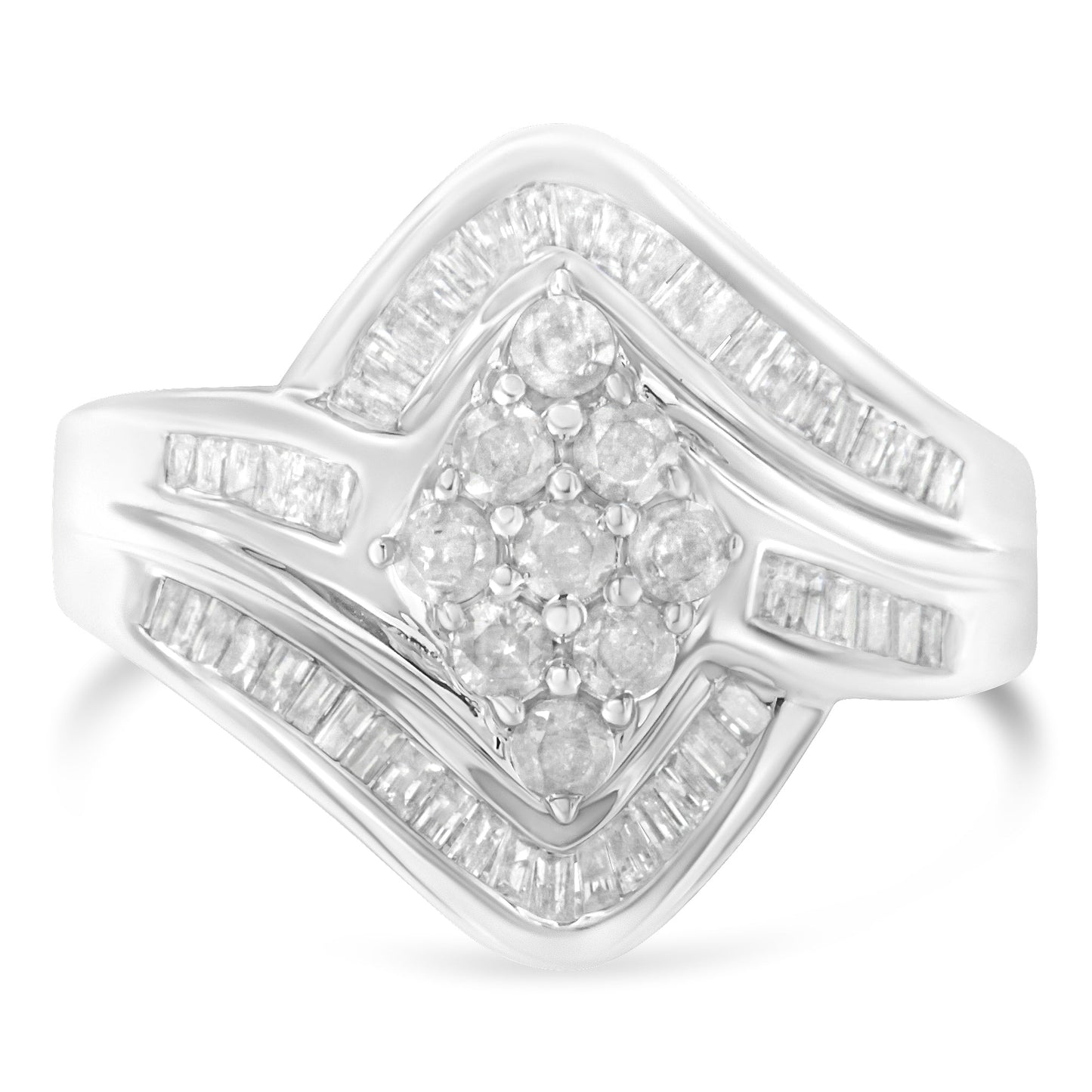 Anillo de Clúster de Diamantes en Oro Blanco de 10K - Talla 7