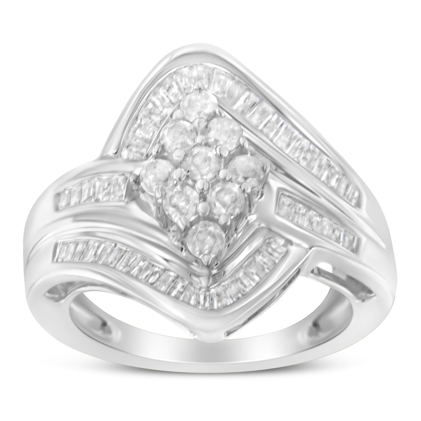 Anillo de Clúster de Diamantes en Oro Blanco de 10K - Talla 7