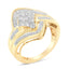 10K Yellow Gold Diamond Bypass Cluster Ring - Size 7