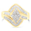 10K Yellow Gold Diamond Bypass Cluster Ring - Size 7