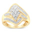 10K Yellow Gold Diamond Bypass Cluster Ring - Size 7
