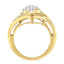 Bague en diamant en cluster avec contournement en or jaune 10K sur argent sterling - Taille 6