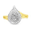 Bague en diamant en forme de poire en or jaune 10K - Taille 7