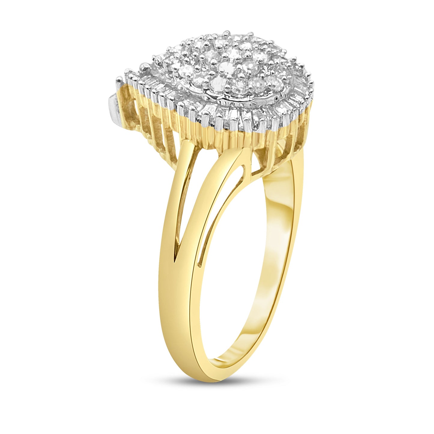 Bague en diamant en forme de poire en or jaune 10K - Taille 7